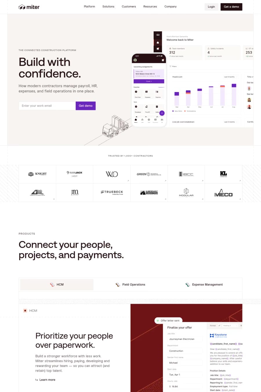 Miter — landing website screenshot