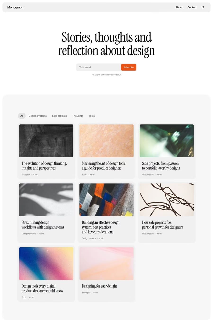 Monograph — blog website template screenshot