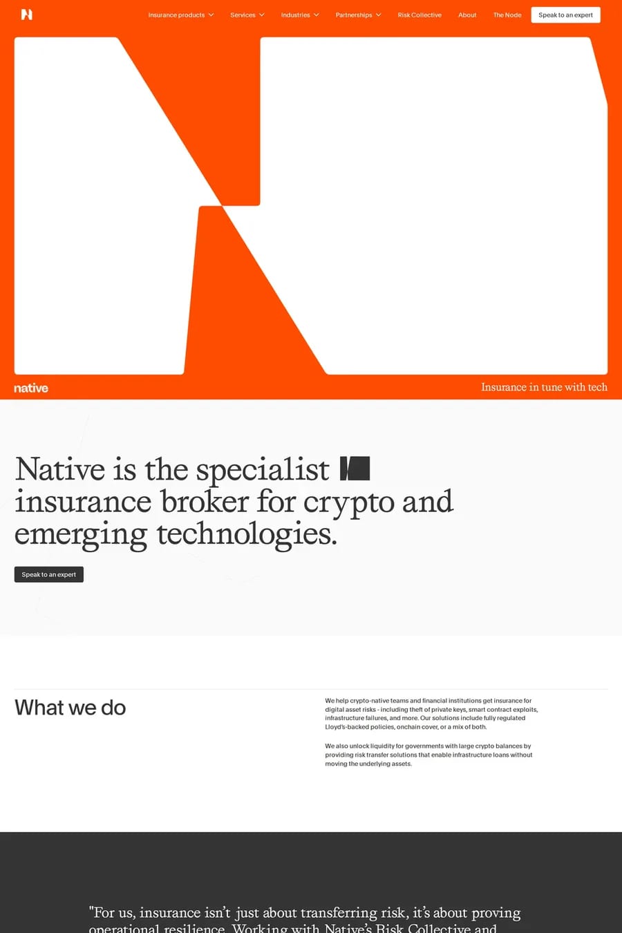 Native — landing website screenshot