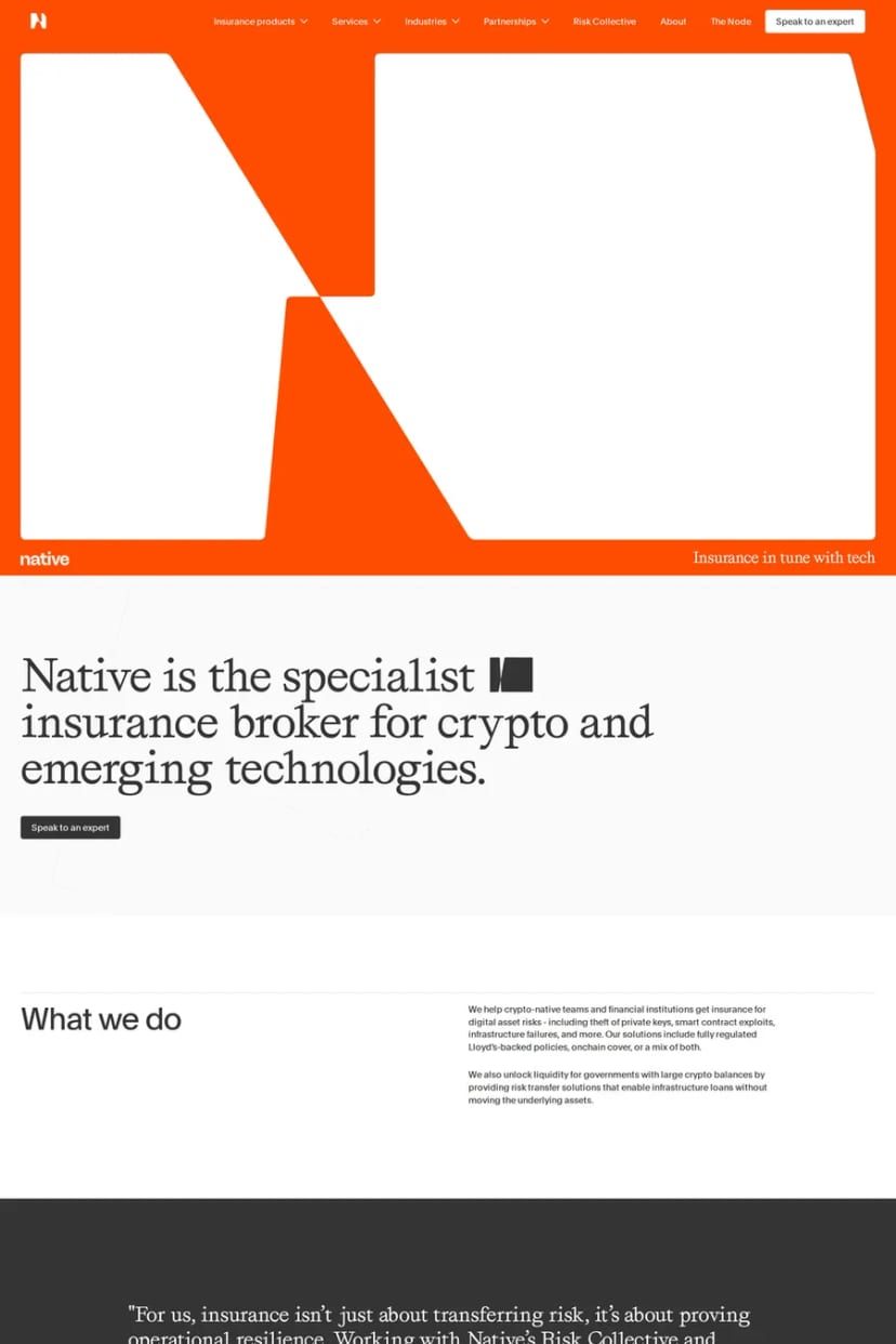 Native — screenshot of a landing page