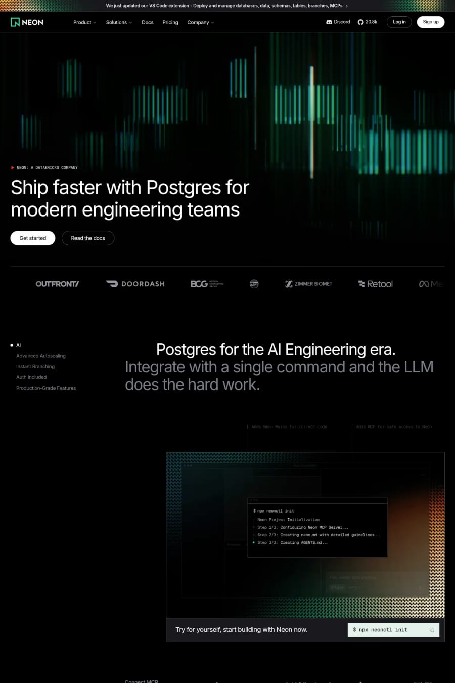 Neon — landing website screenshot