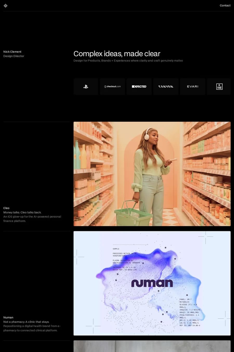 Nick Clement — portfolio website screenshot
