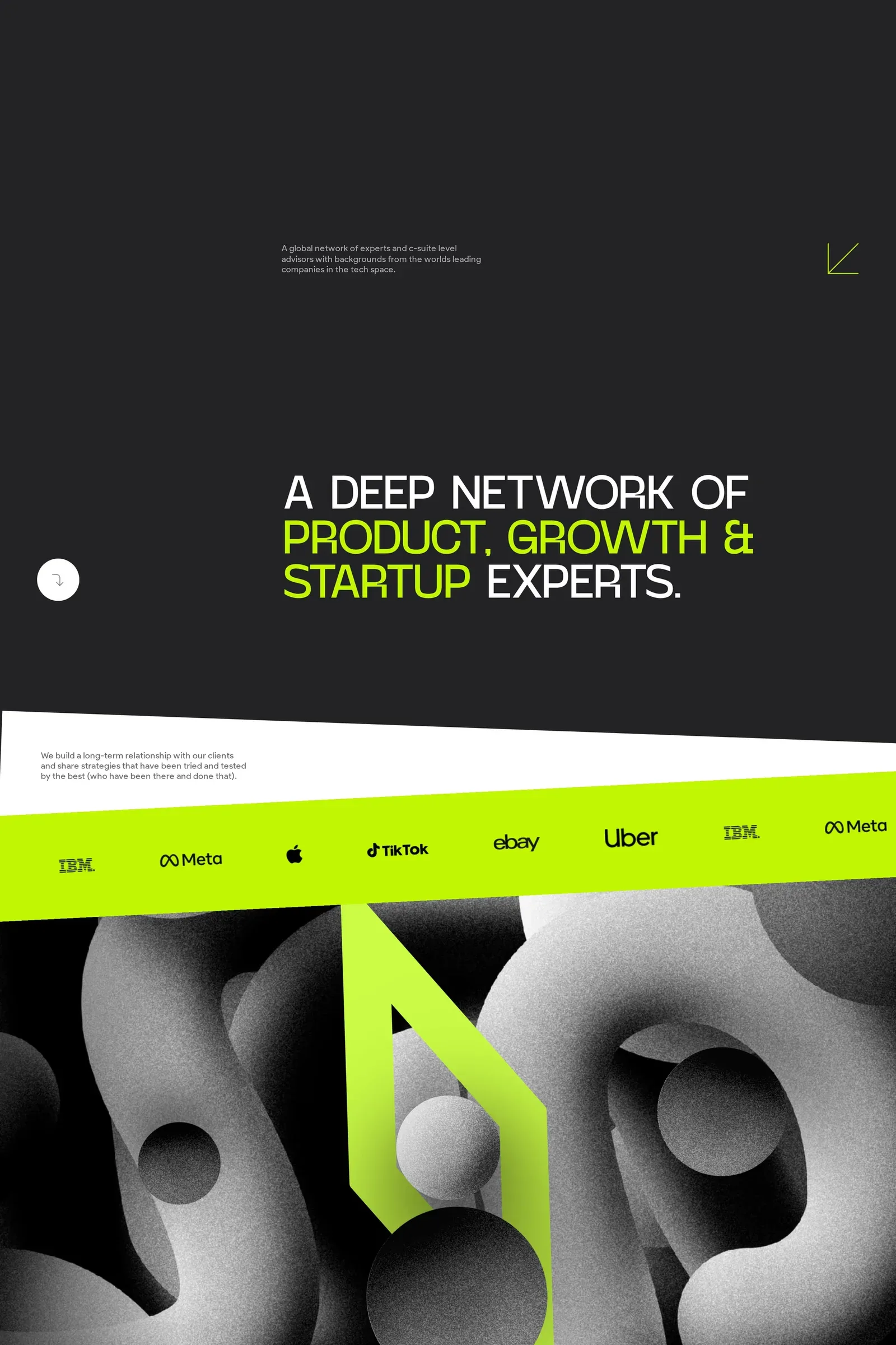 North of Zero — screenshot of a dark, 3D business agency site in black and white