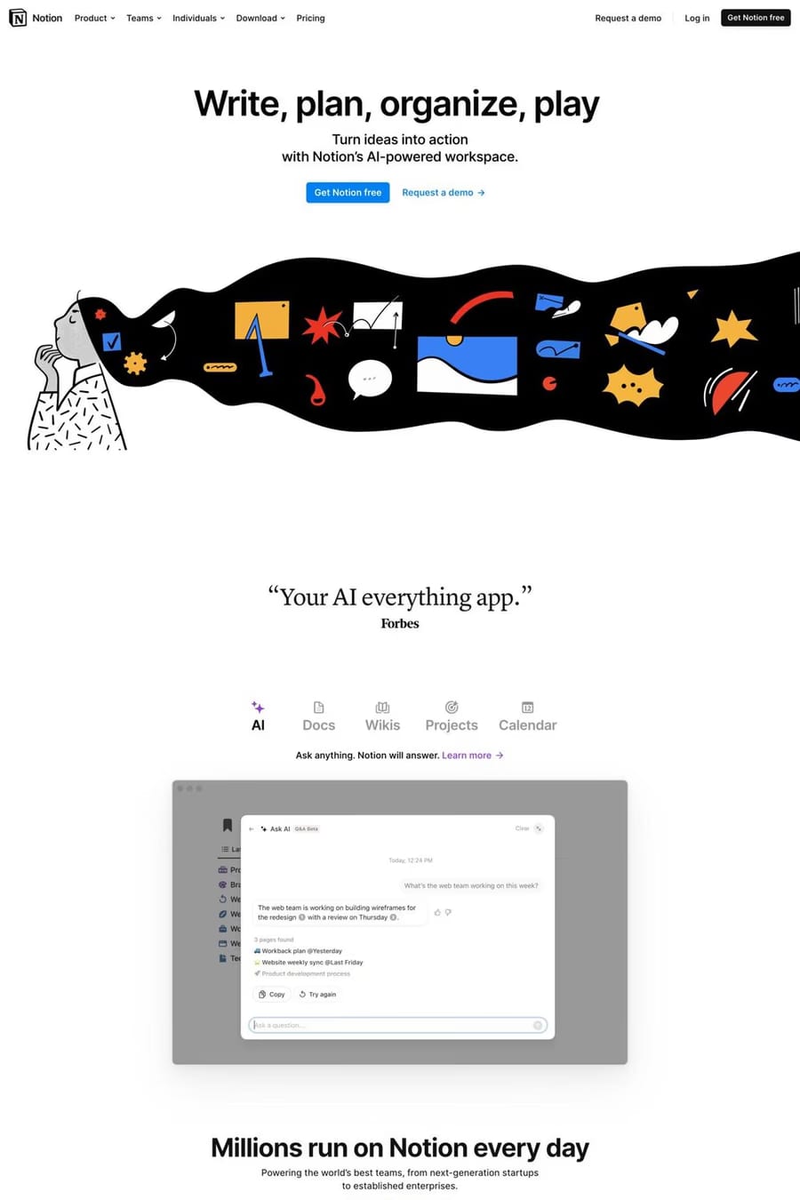 Notion — landing website screenshot