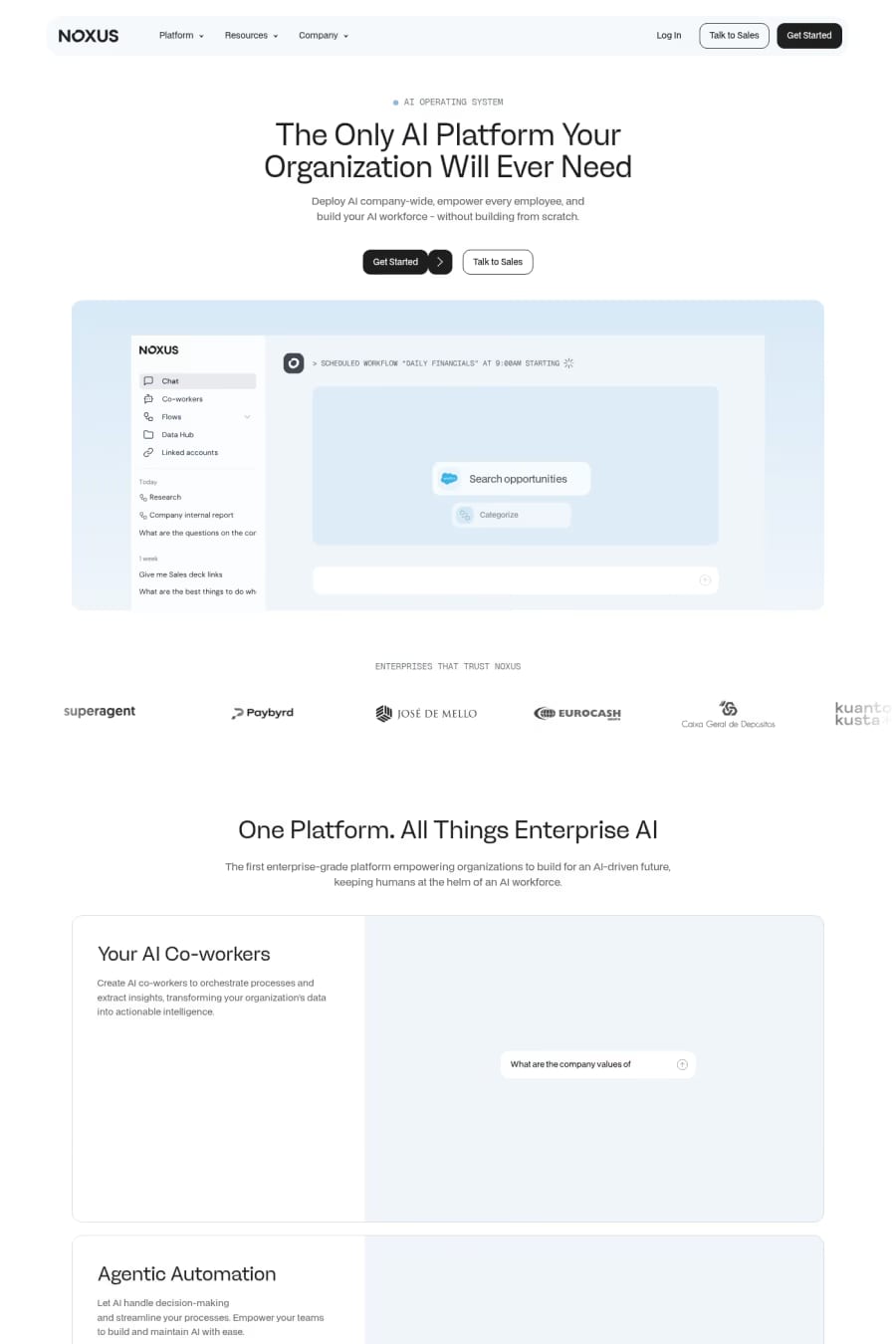 Noxus — landing website screenshot