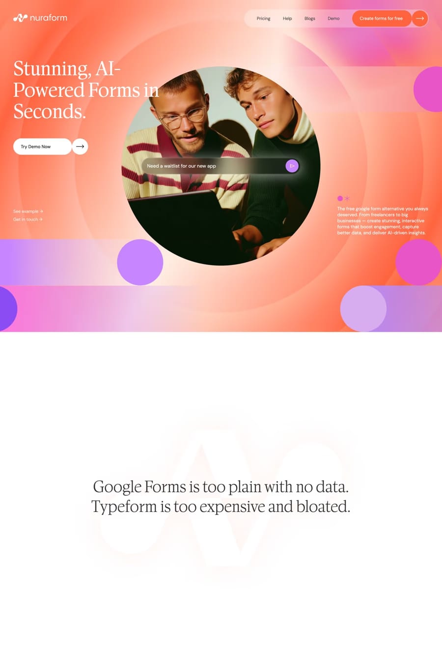 Nuraform — landing website screenshot