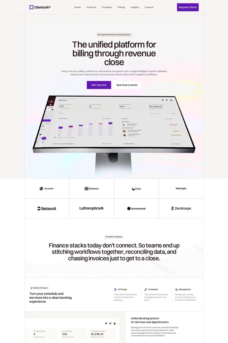 Oberion — landing website template screenshot