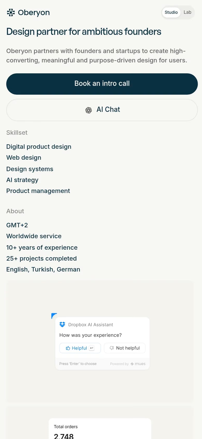 Oberyon mobile screenshot