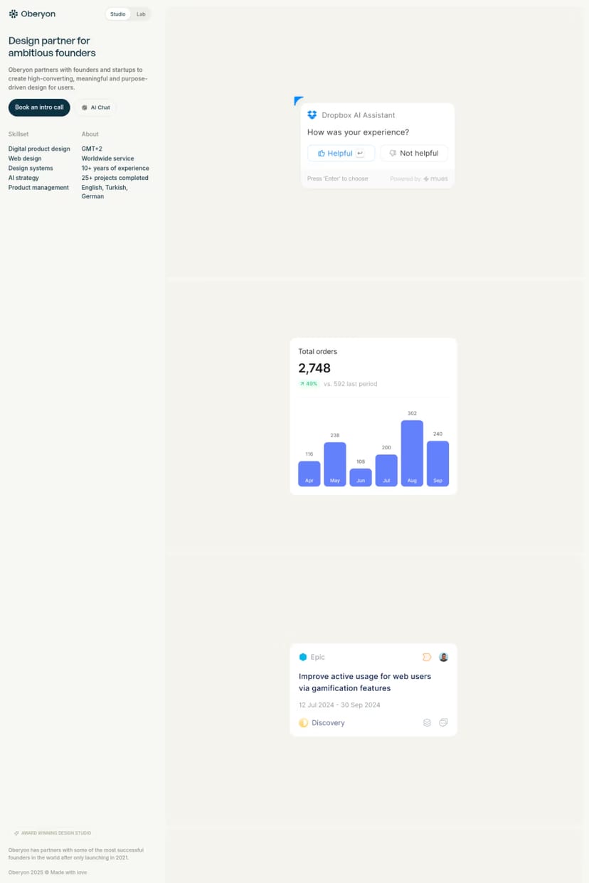 Oberyon — screenshot of an agency site
