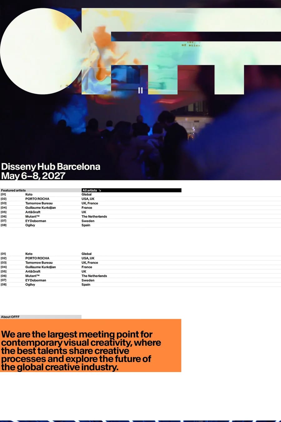 OFFF 2025 — landing website screenshot
