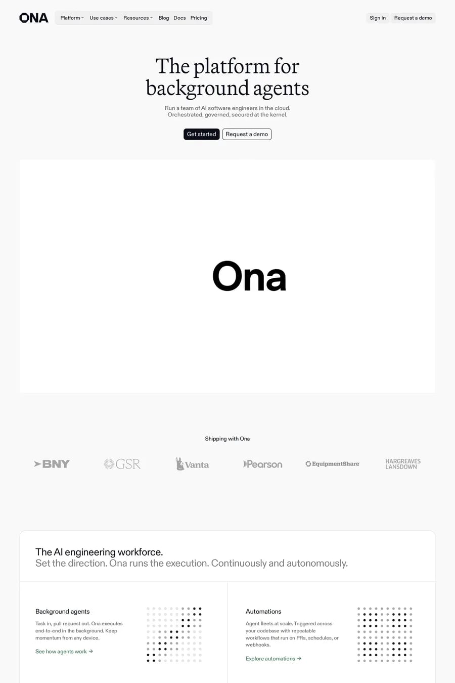 Ona — landing website screenshot