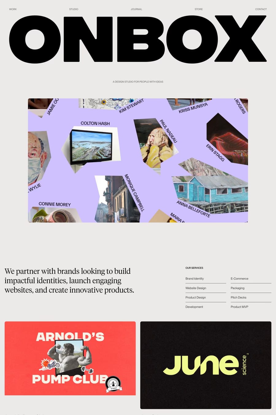 ONBOX — agency website screenshot