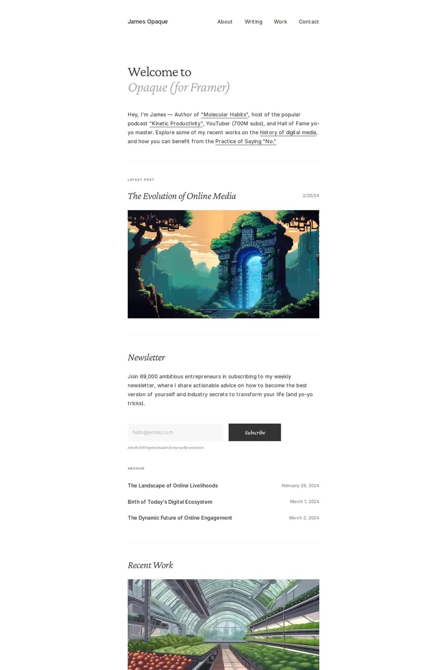 Opaque — portfolio website template screenshot