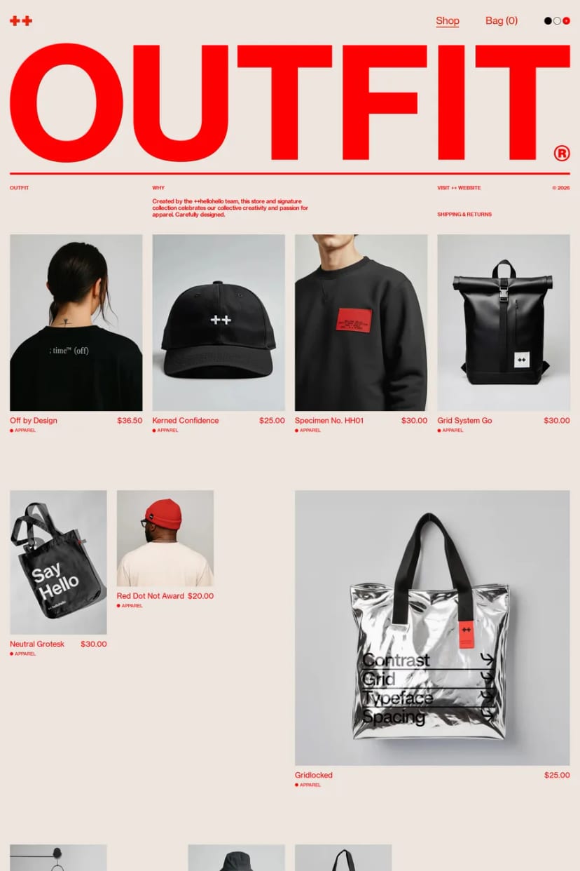 Outfit — screenshot of an online shop