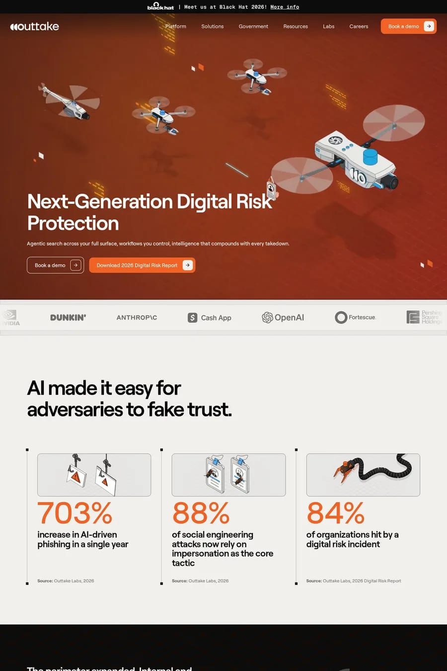Outtake — landing website screenshot