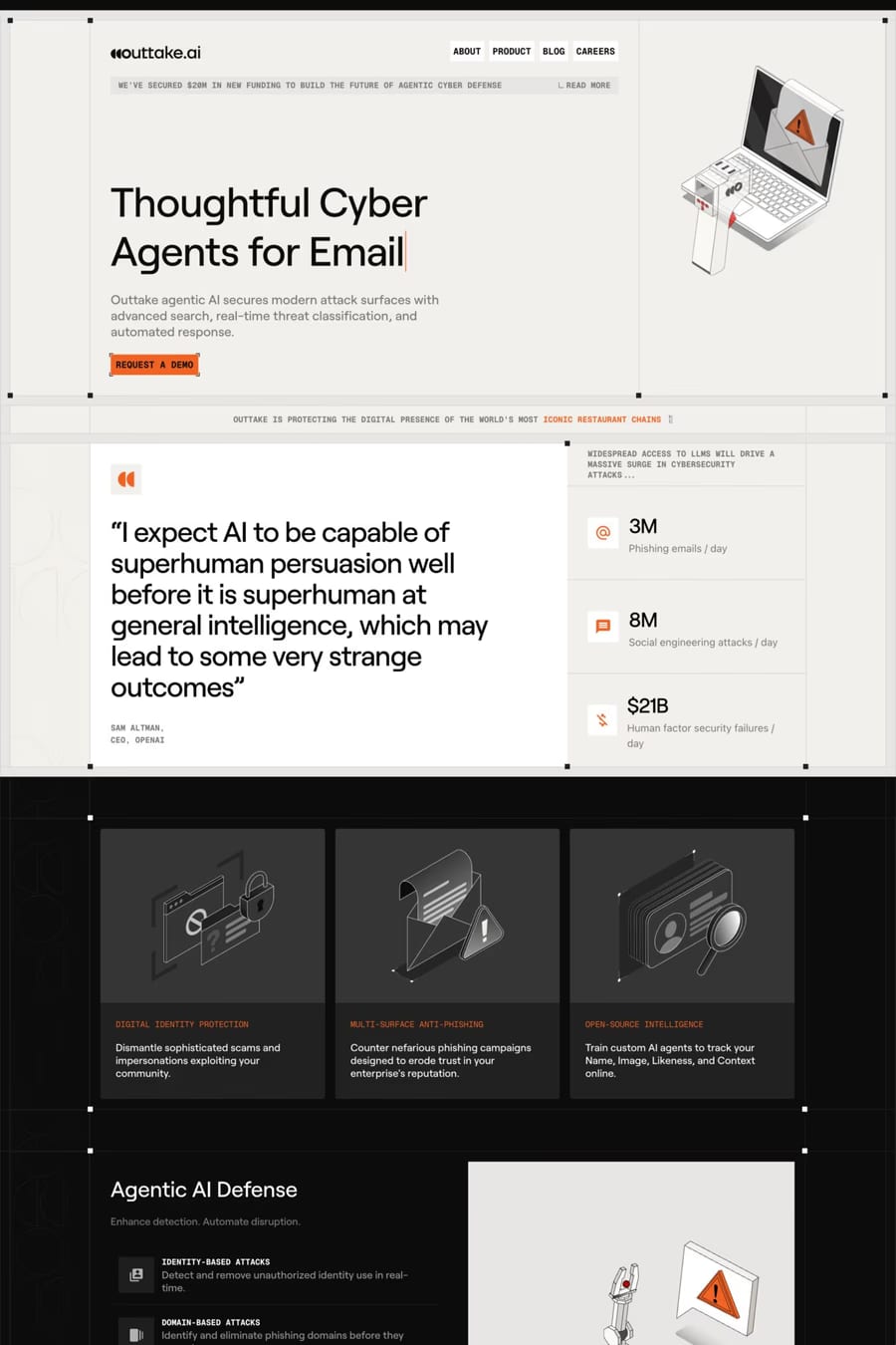 Outtake — landing website screenshot