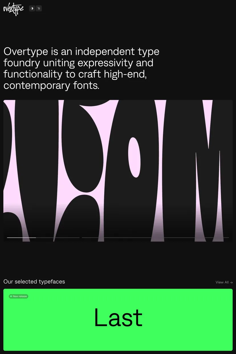 Overtype — screenshot of an online shop