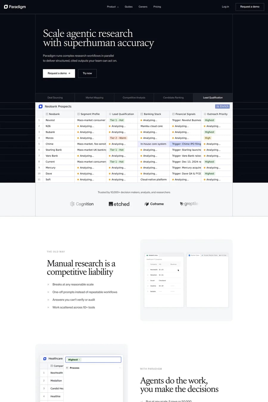 Paradigm — landing website screenshot