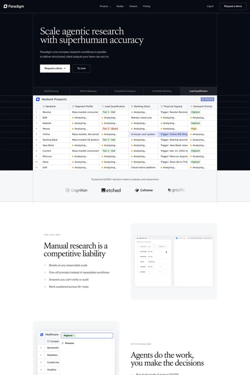 Paradigm — screenshot of a landing page