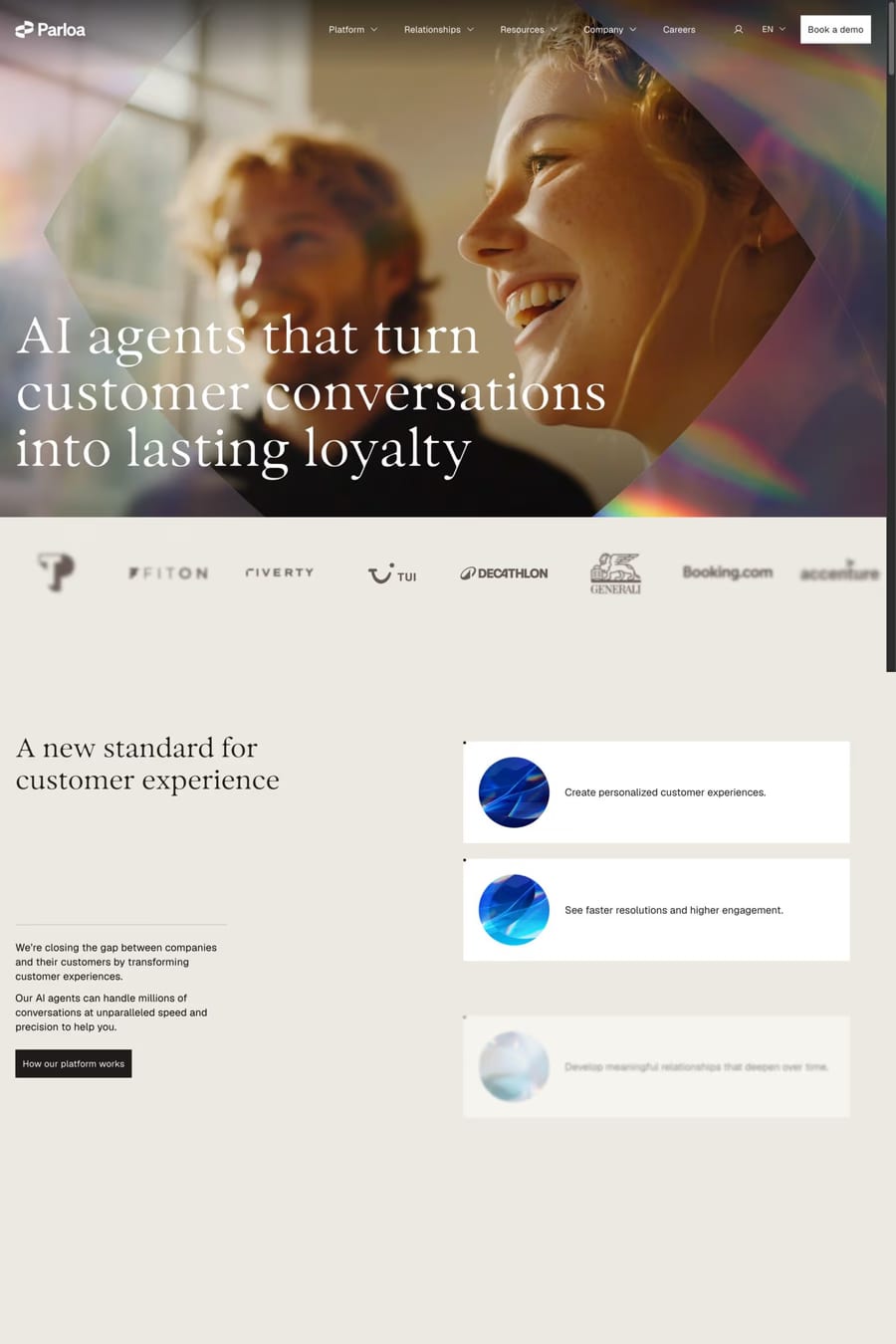 Parloa — landing website screenshot
