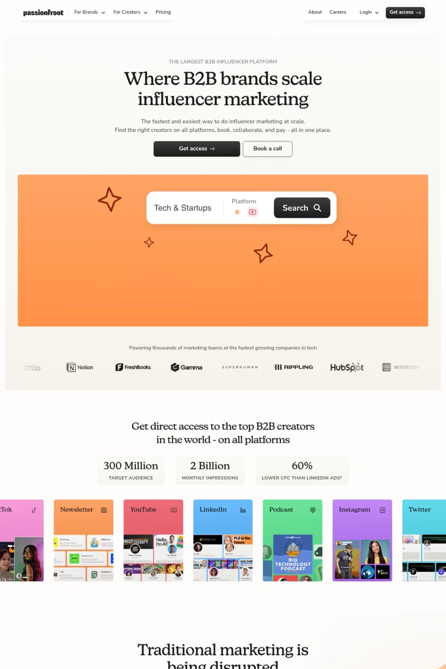 Passionfroot — landing website screenshot