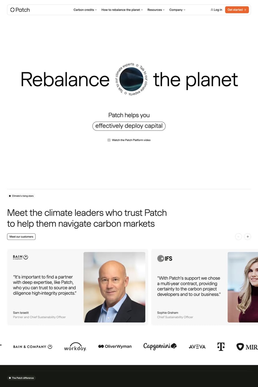 Patch — screenshot of a landing page