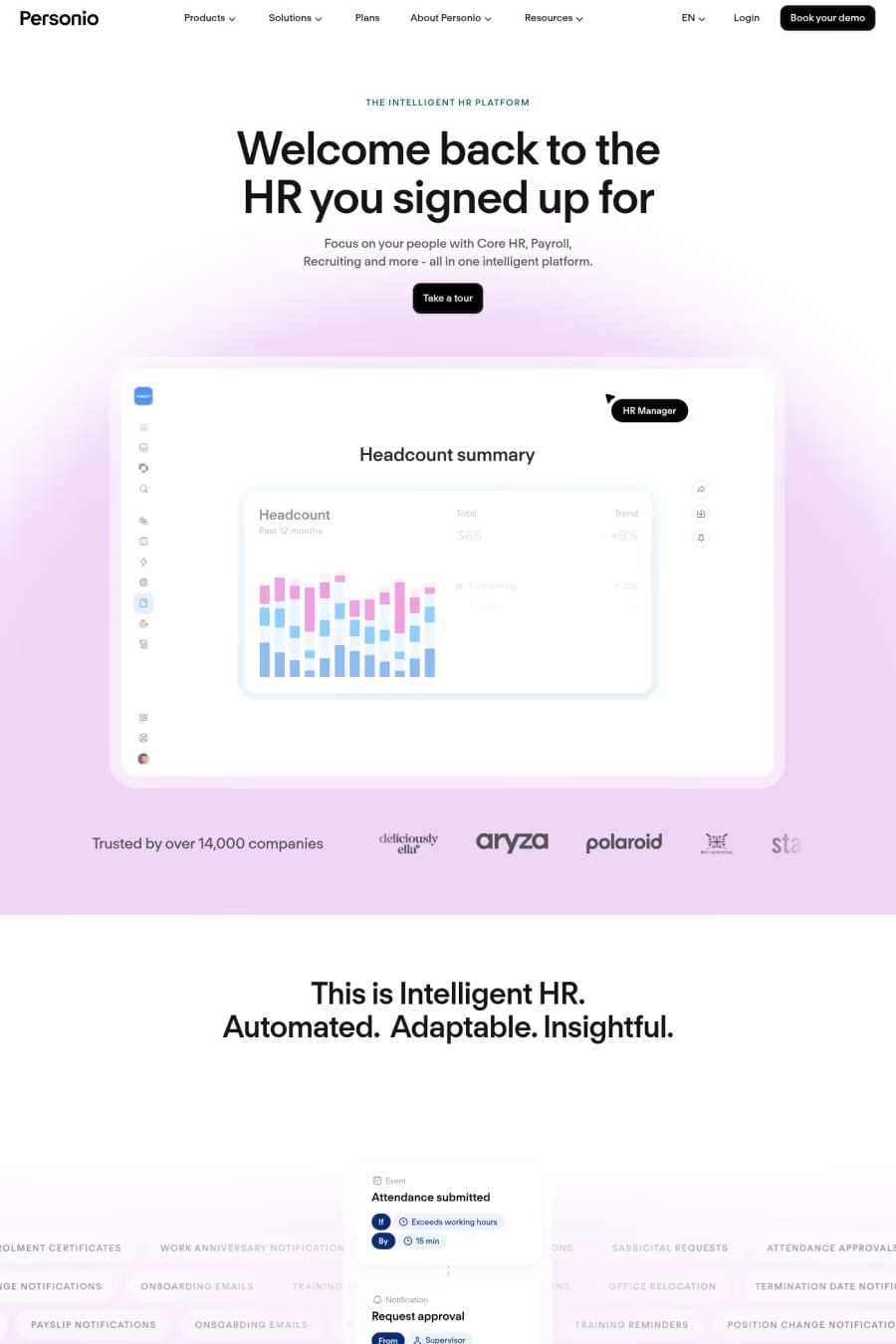 Personio — landing website screenshot