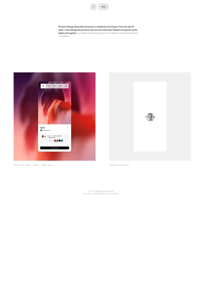 Philip Readman — screenshot of a portfolio site