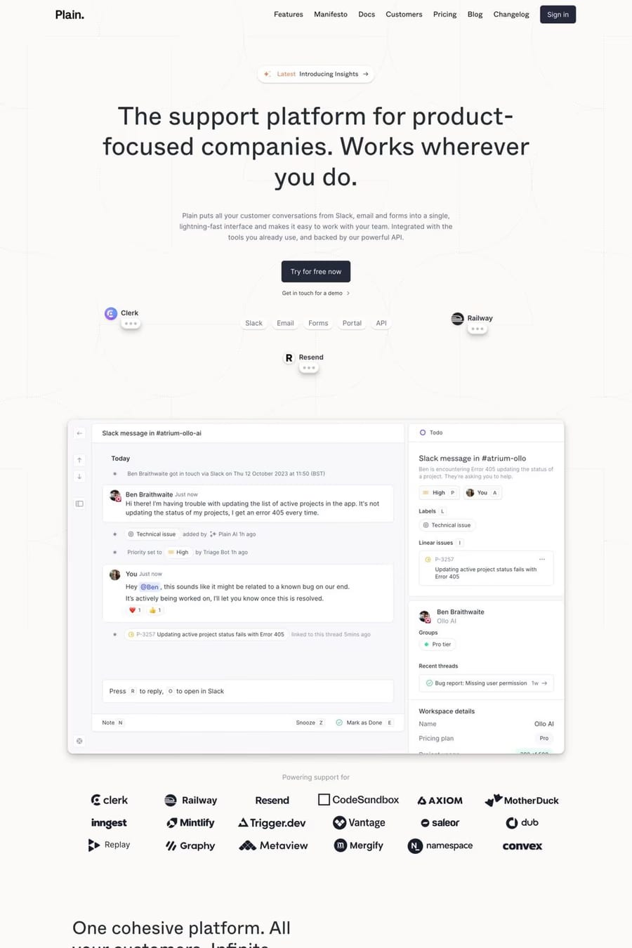 Plain — landing website screenshot