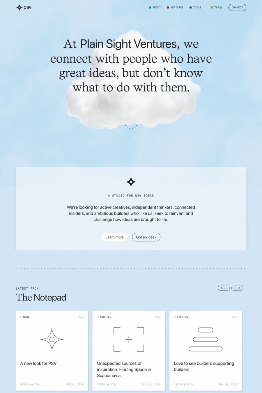 Plain Sight Ventures — landing website screenshot