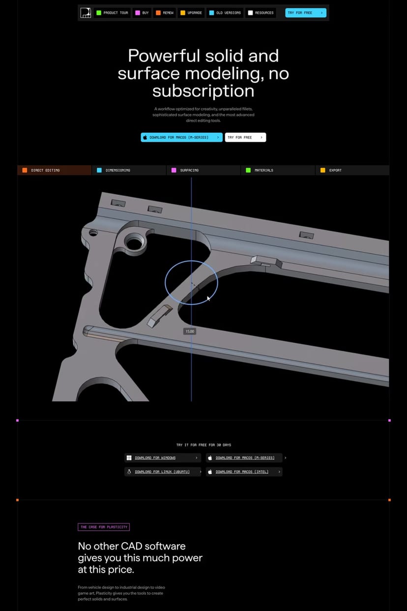 Plasticity — screenshot of a landing page