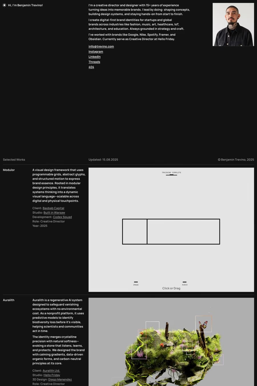 Plyń — portfolio website template screenshot