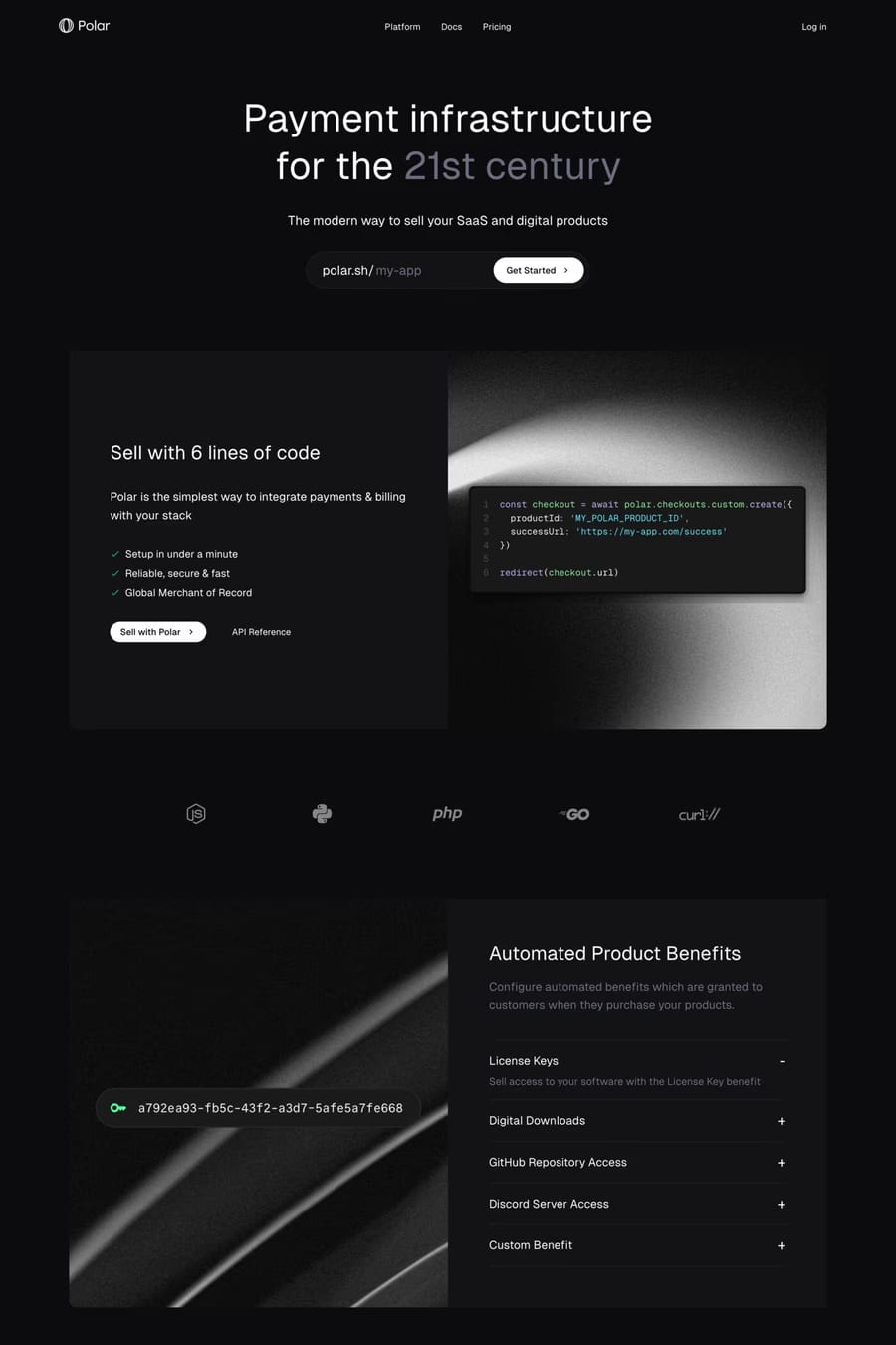 2025 — screenshot of a minimal, dark business landing page in black and dark green
