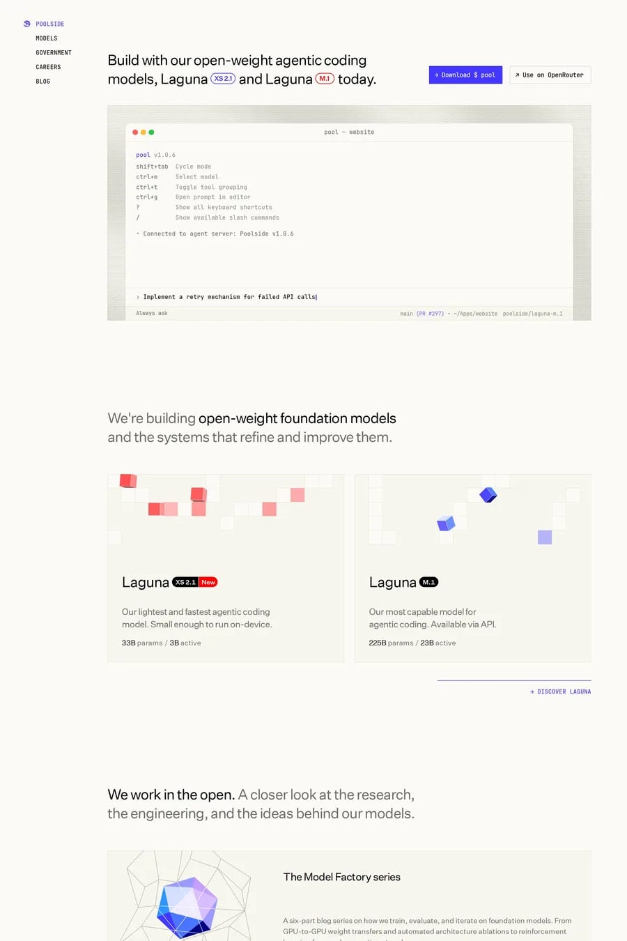Poolside — landing website screenshot
