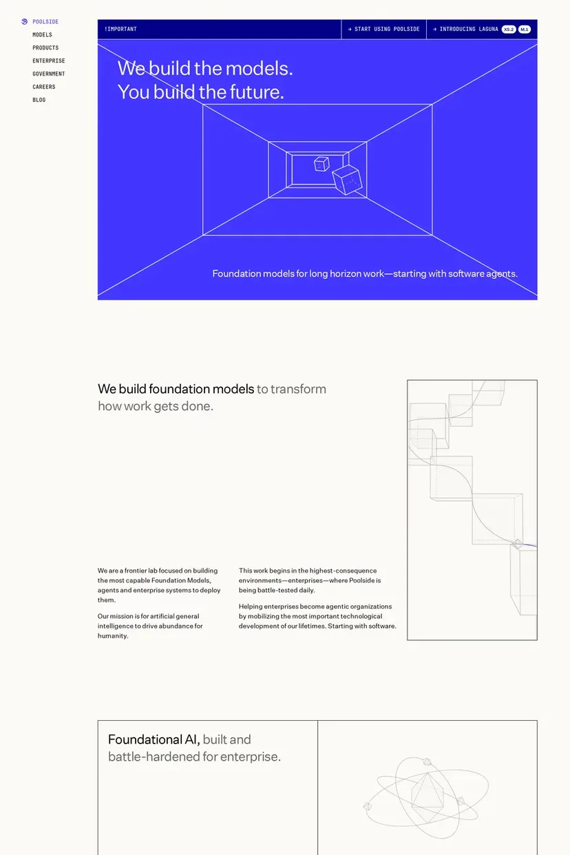 Poolside — screenshot of a landing page