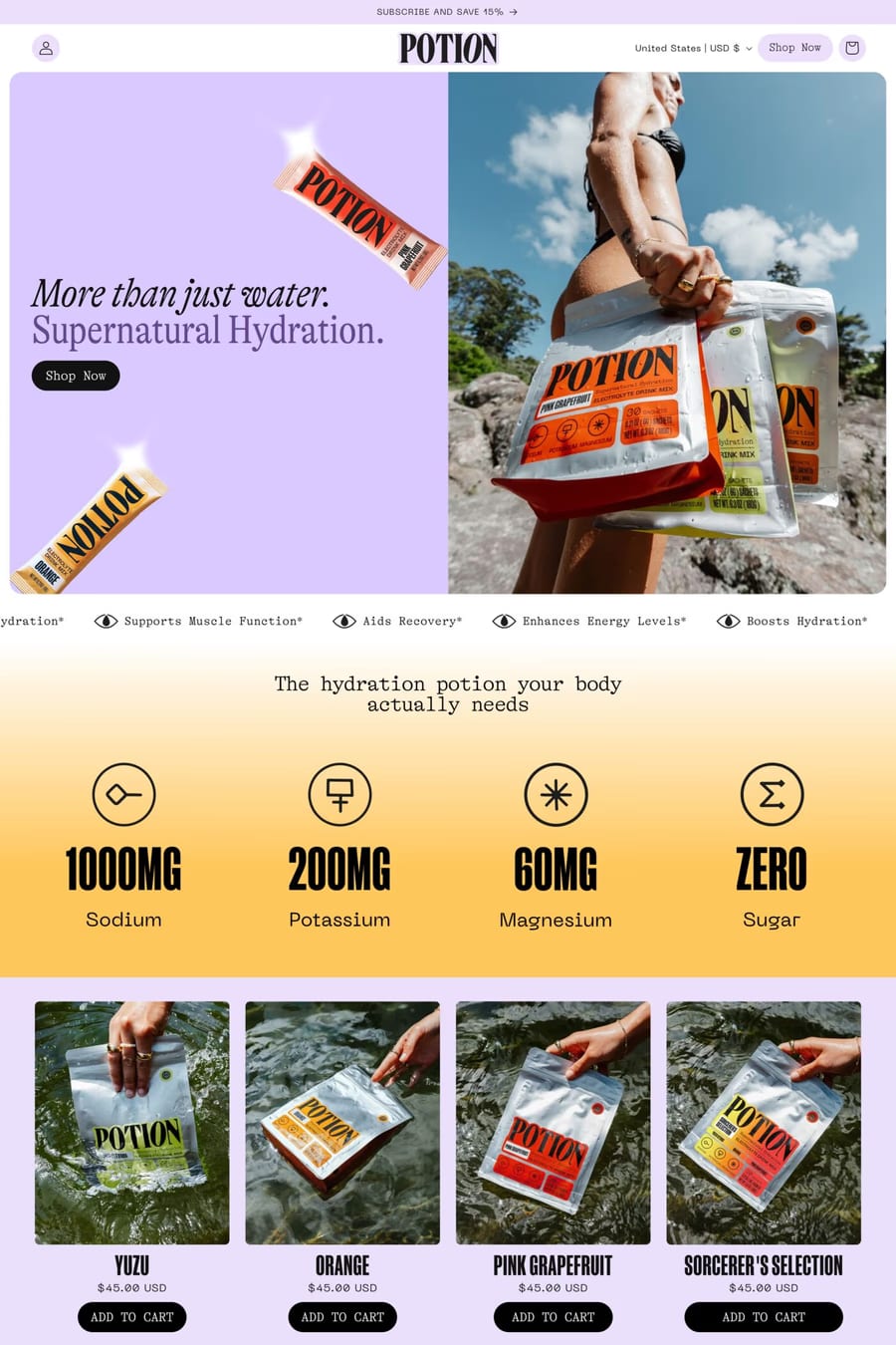 Potion — shop website screenshot