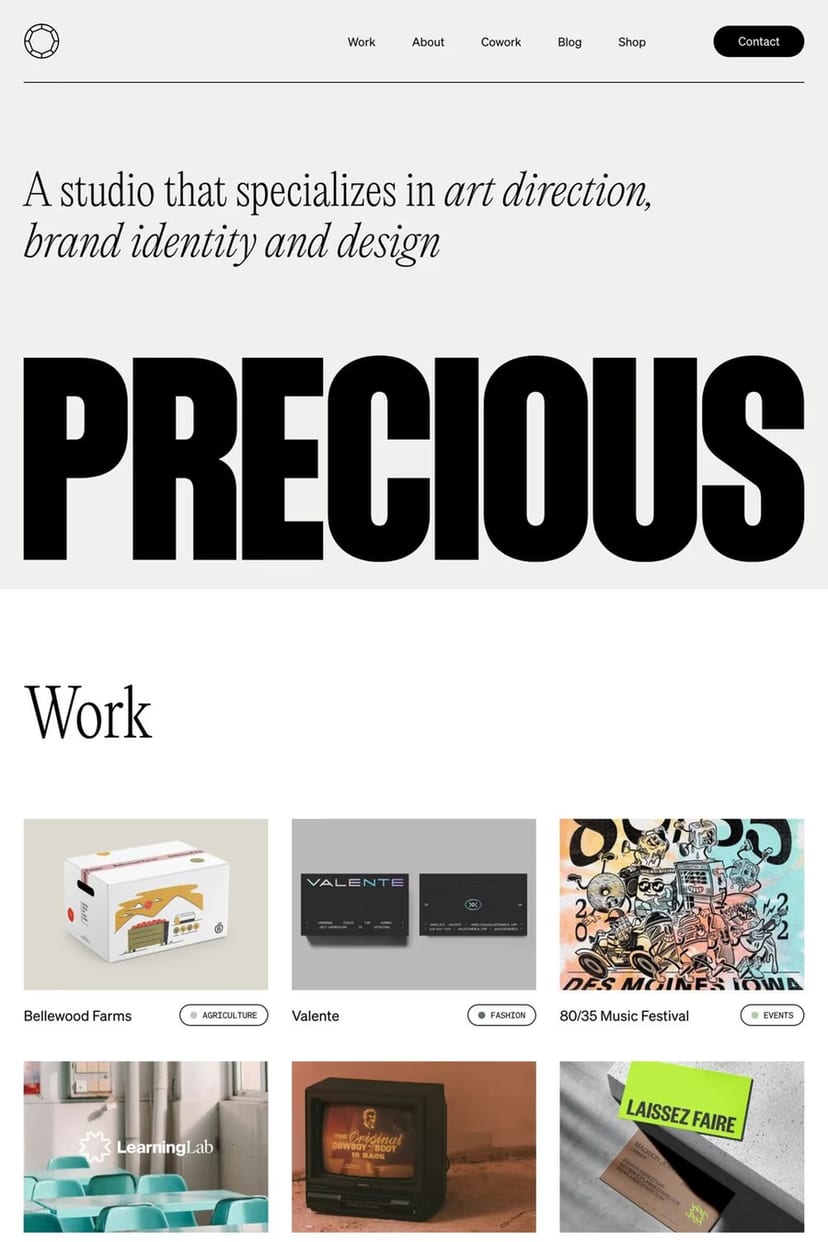 Precious — screenshot of an agency site
