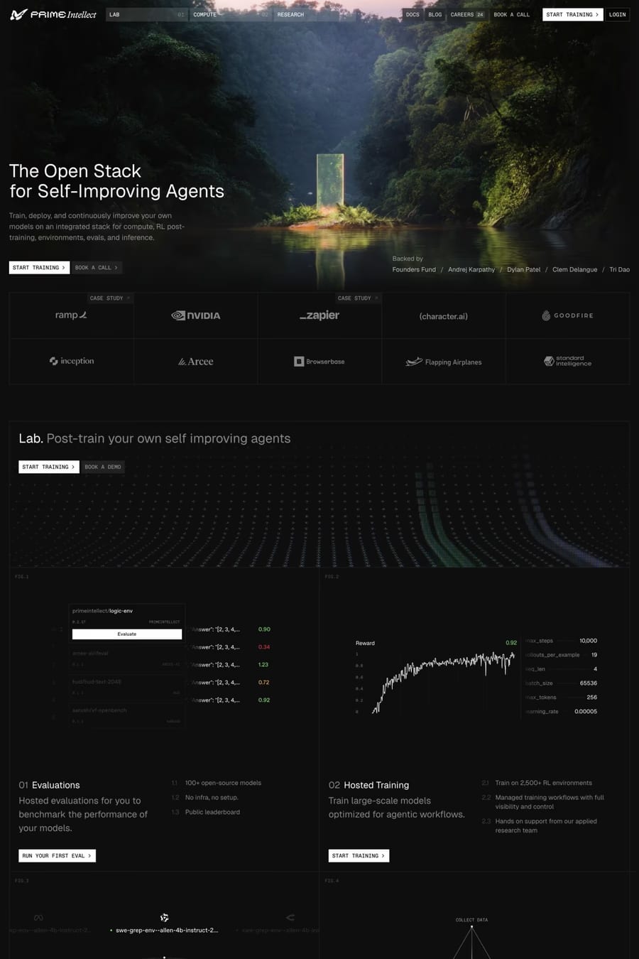 Prime Intellect — landing website screenshot