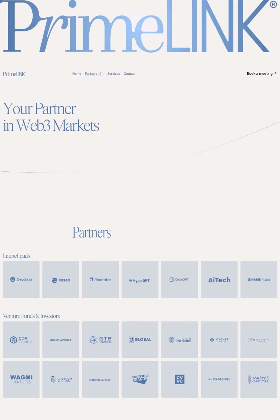 PrimeLink — landing website screenshot