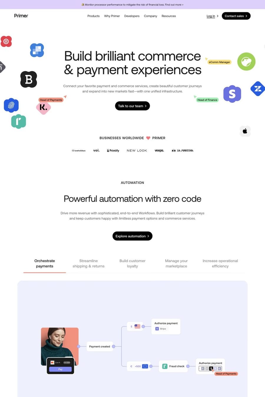Primer — landing website screenshot