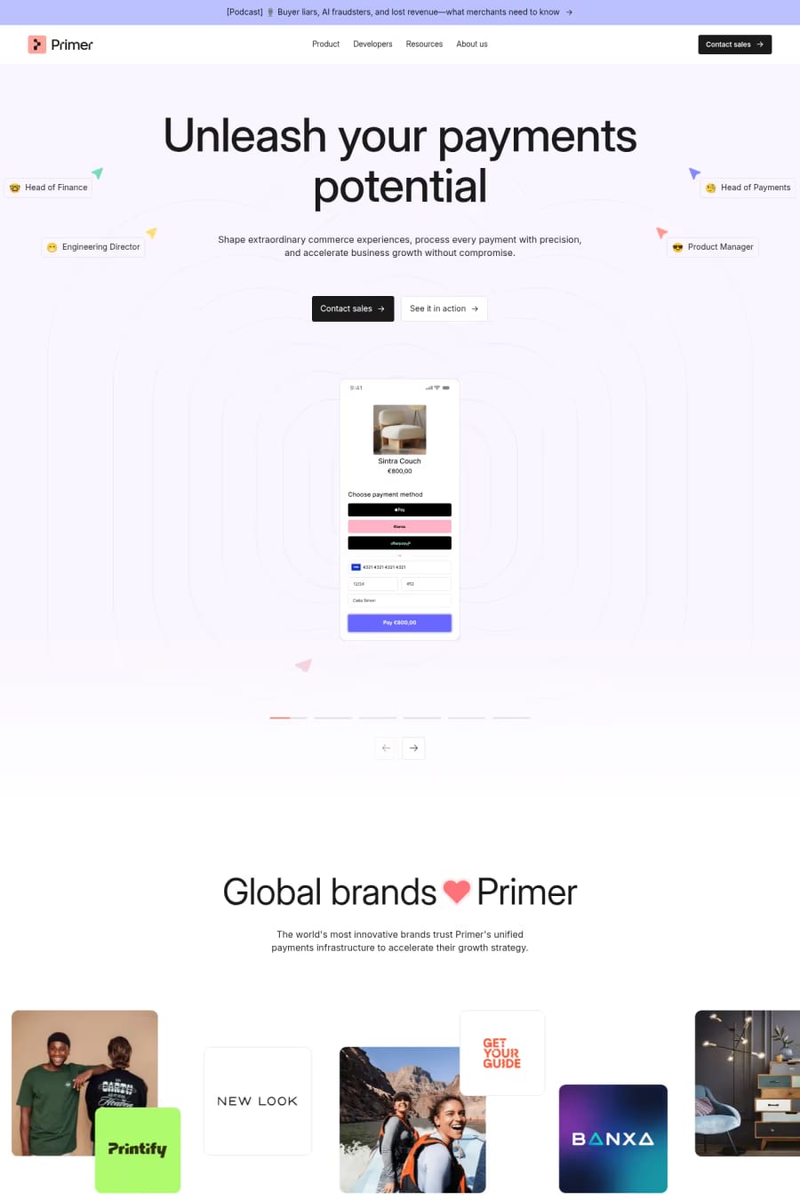 Primer — landing website screenshot