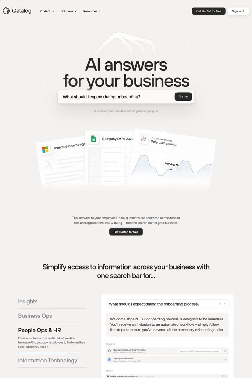 Qatalog — screenshot of a landing page