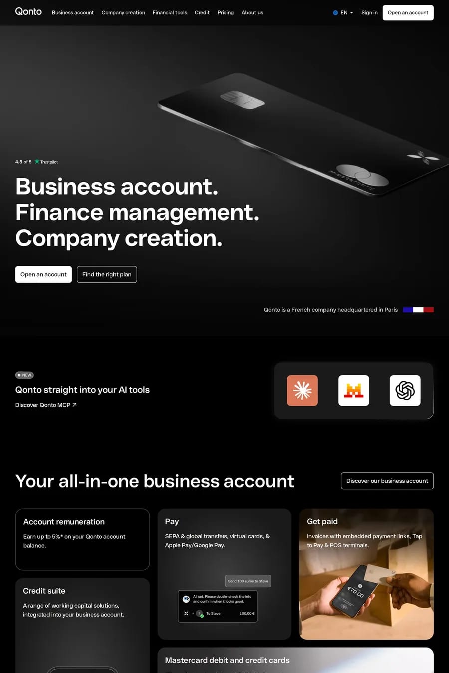 Qonto — landing website screenshot