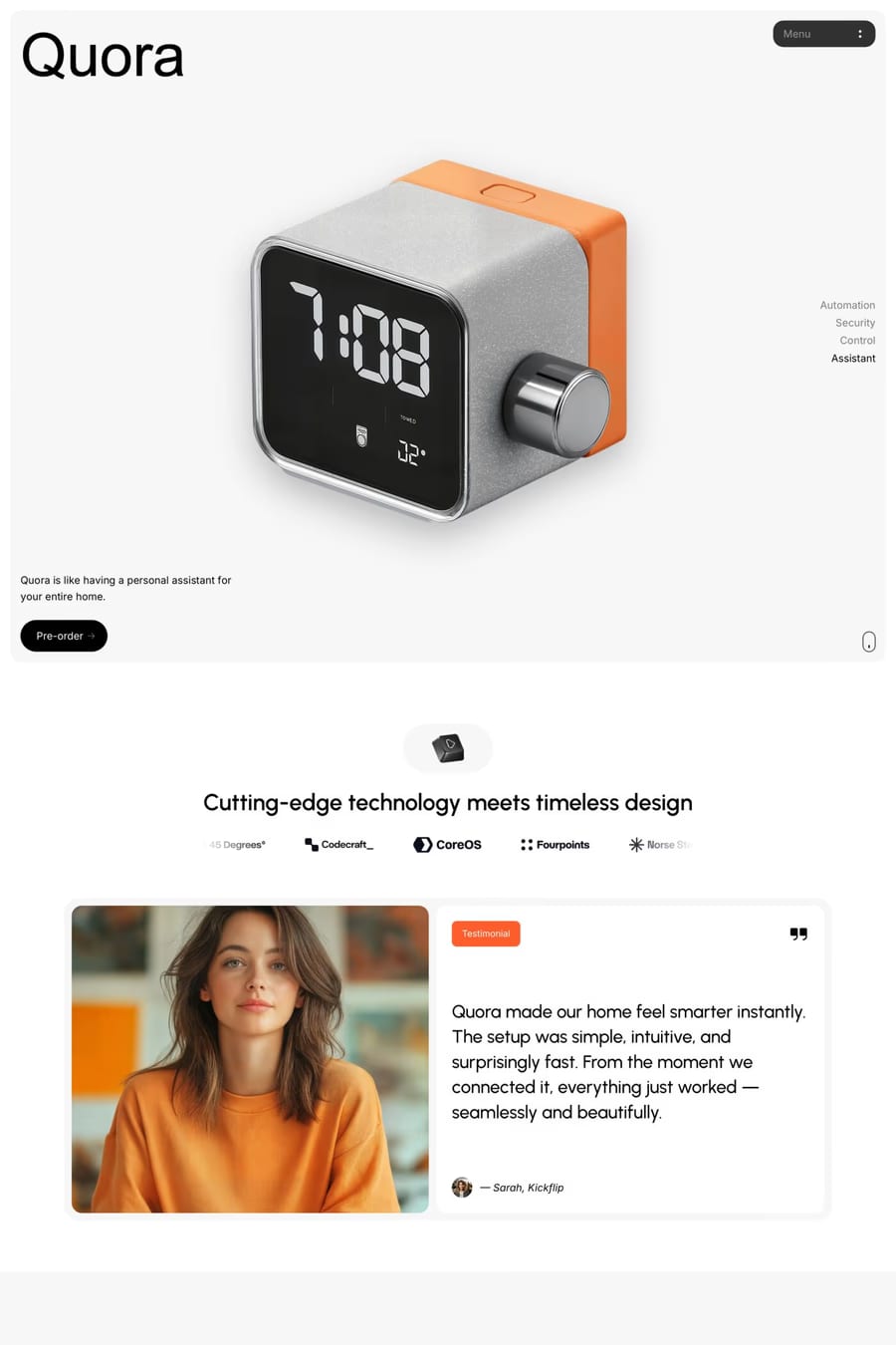 Quora — waitlist website template screenshot