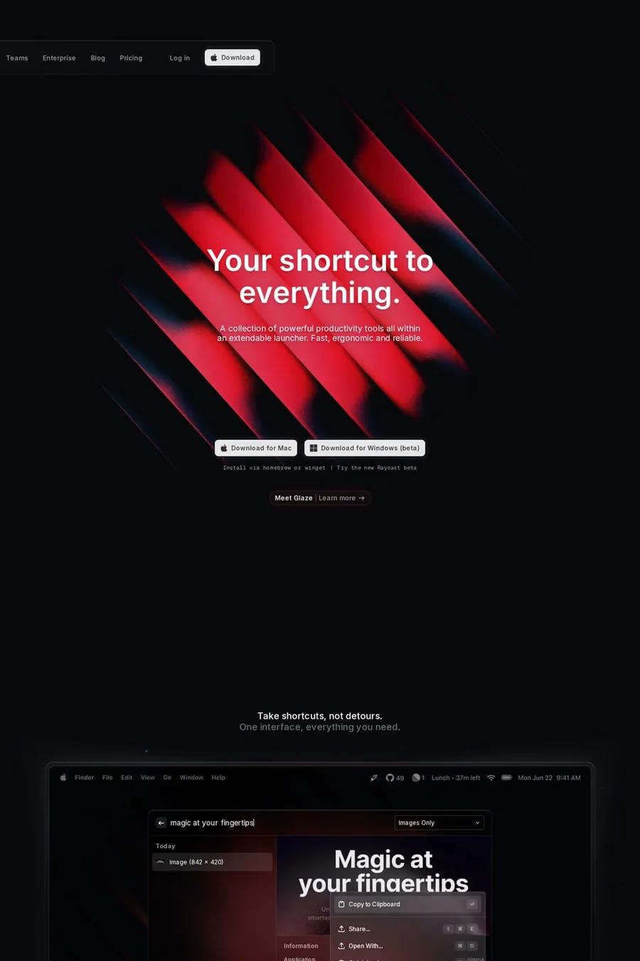 Raycast — landing website screenshot