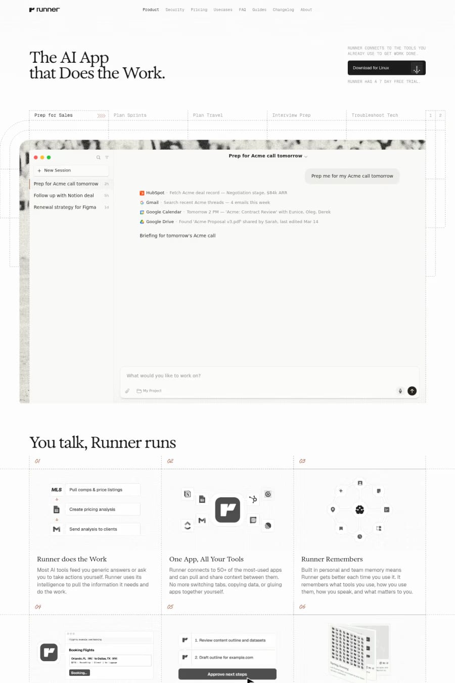 Runner — landing website screenshot