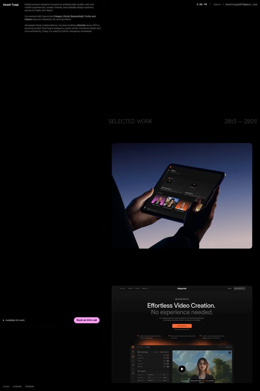 Akash Tyagi — portfolio website screenshot
