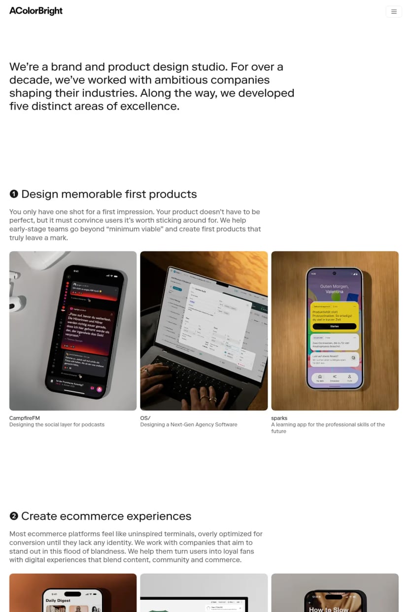 A Color Bright — screenshot of an agency site
