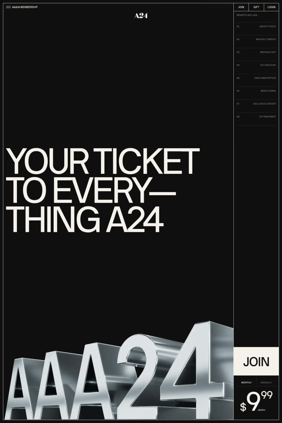 AAA24 — landing website screenshot