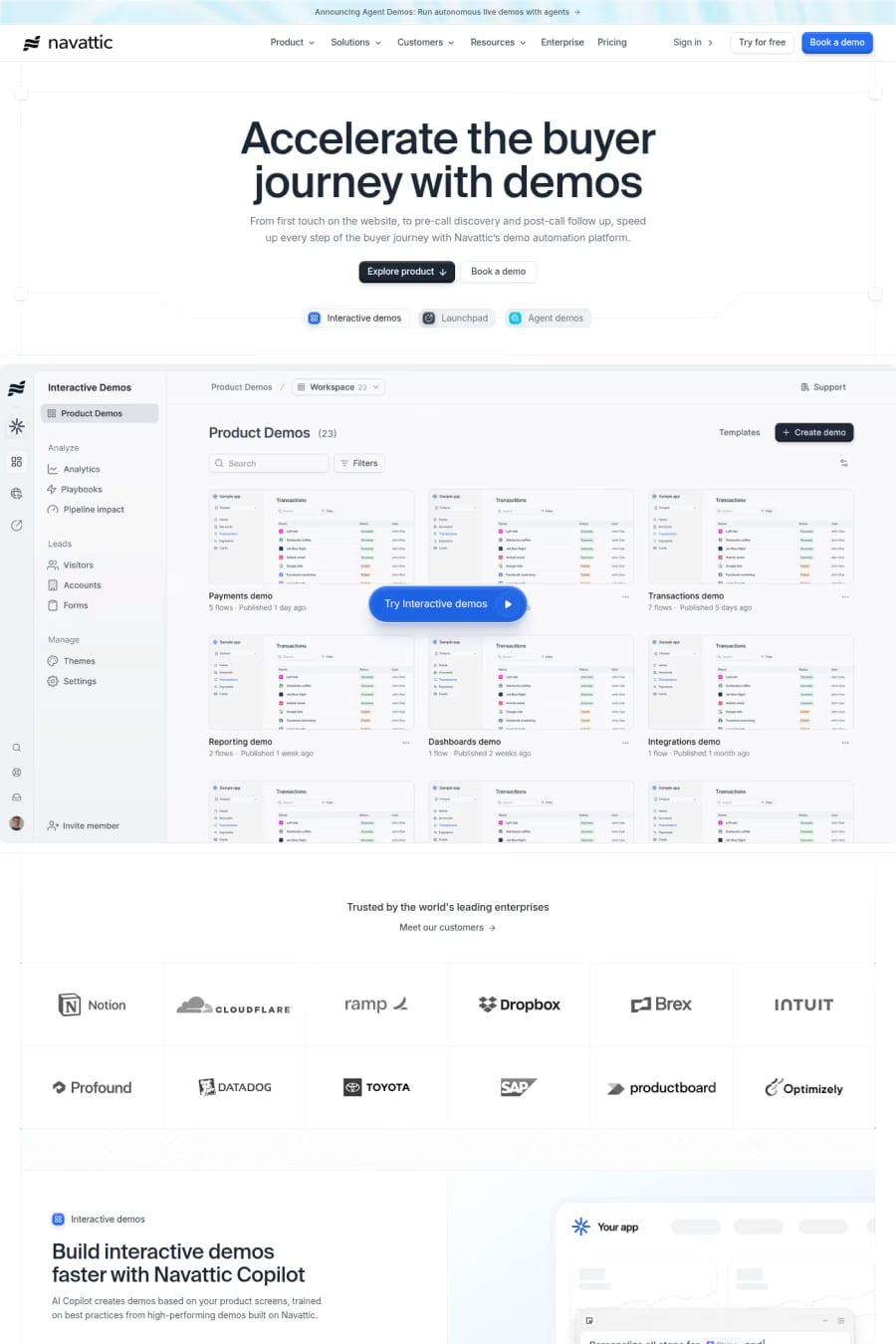 Navattic — landing website screenshot